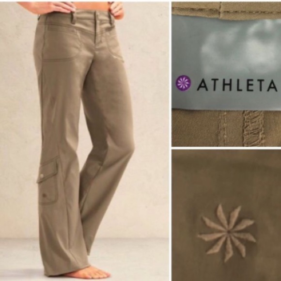 Athleta Pants - Athleta Dipper Khaki Nylon Hiking Athletic Pants 2